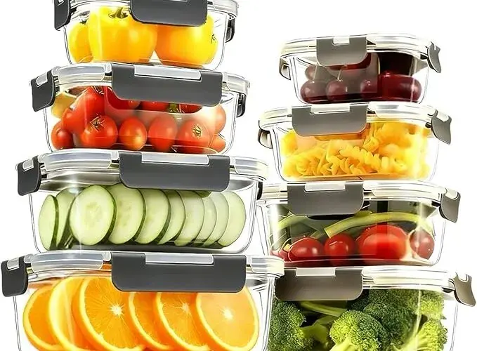 16Piece Set 8Pack Borosilicate Glass Food Storage