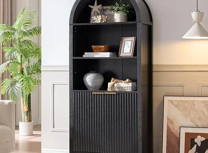 Arched Cabinet Bookshelf Bookcase 71” Tall