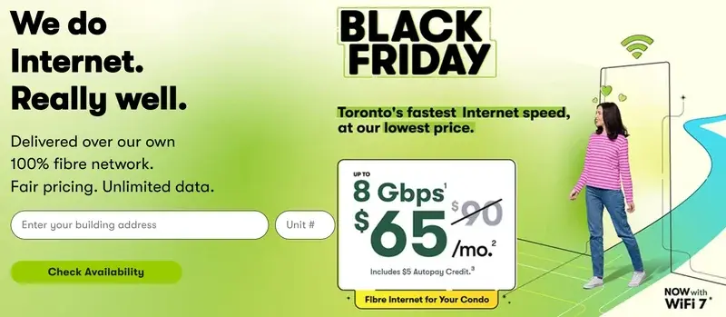 Beanfield Canada Black Friday Deal: up to 8 Gbps $65/Month