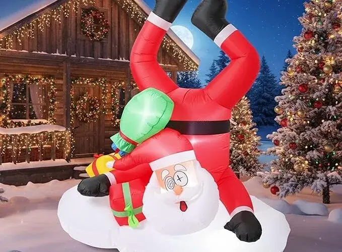 BLOOMWIN Christmas Inflatables 6FT Handstand Santa Claus