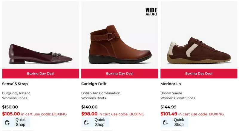 Clarks Shoes Canada Boxing Day Deals Sale: Save up to 50% with Promo Code