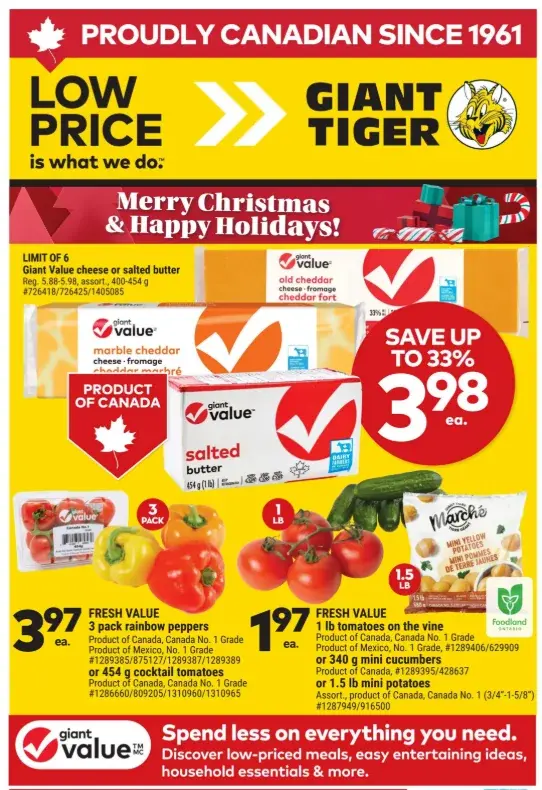 Giant Tiger Canada Boxing Day Deals: Giant Value Butter or Cheese $3.98 + More