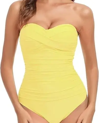 RELLECIGA Womens Twist Front Shirred One Piece