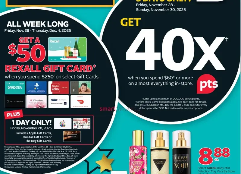 Rexall Canada: Get a $50 Rexall Gift Card When You Spend $250 on Select Gift Cards