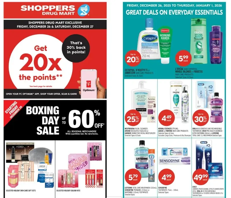 Shoppers Drug Mart Canada Boxing Day Sale: Save Up To 60% + Get 20x The PC Optimum Points
