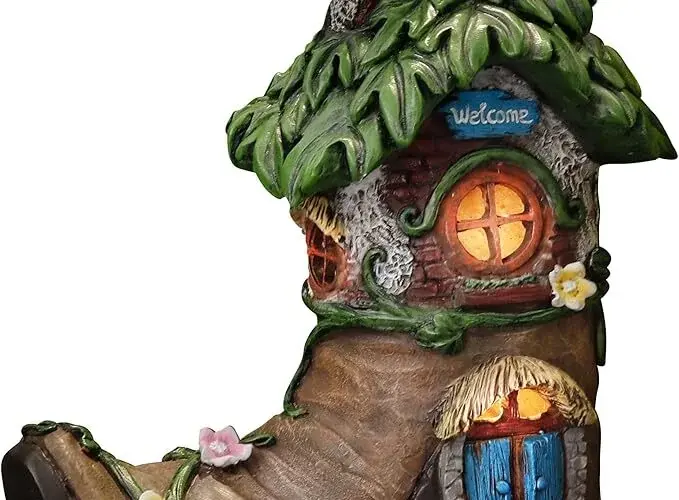 TERESAS COLLECTIONS Boot Fairy House Garden Statues