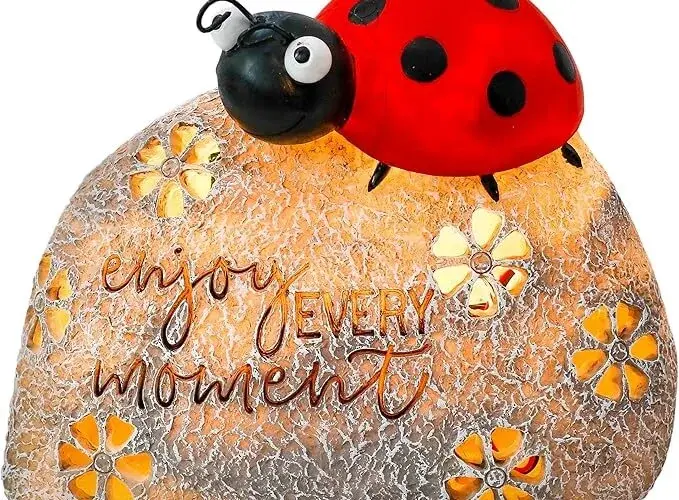 TERESAS COLLECTIONS Ladybug Garden Decor with Solar