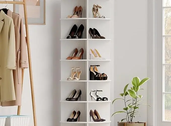Wooden Rotating Shoe Rack Shoe Organizer 47