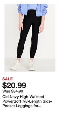 Old Navy High-Waisted PowerSoft 7/8-Length Side-Pocket Leggings for Girls