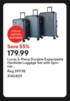 Lucas 3-Piece Durable Expandable Hardside Luggage Set with Spinner Wheels - Blue