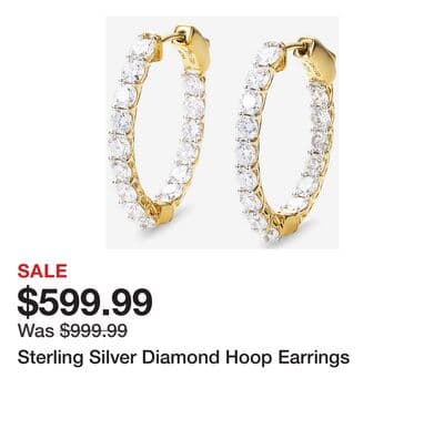 Sterling Silver Diamond Hoop Earrings