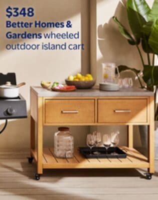 Better Homes & Gardens wheeled outdoor island cart