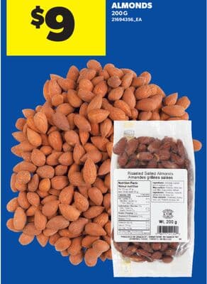 ROASTED SALTED ALMONDS, 200 G