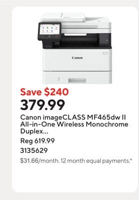 Canon imageCLASS MF465dw II All-in-One Wireless Monochrome Duplex Laser Printer - White