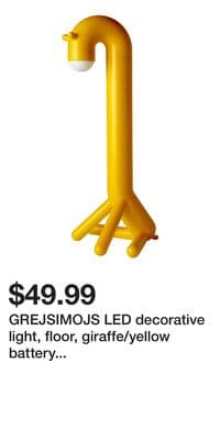 GREJSIMOJS LED decorative light, floor, giraffe/yellow battery operated