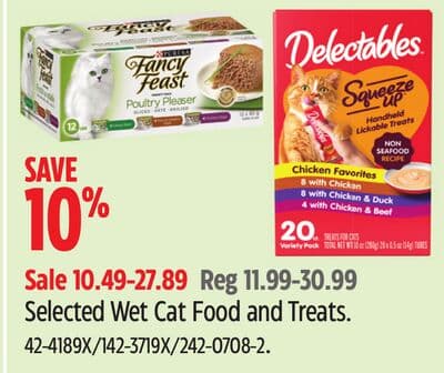 Selected Wet Cat Food and Treats.