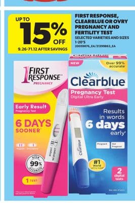 FIRST RESPONSE, CLEARBLUE OR OVRY PREGNANCY AND FERTILITY TEST, 1-20'S