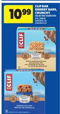 CLIF BAR ENERGY BARS, CRUNCHY, 5'S, 340 G
