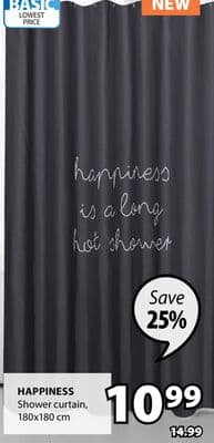 Happiness Shower curtain