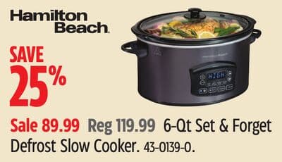 Hamilton Beach 6-Qt Set & Forget Defrost Slow Cooker