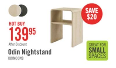 Odin Bedside Nightstand with Storage Shelf, 18"W x 25.75"H - Natural