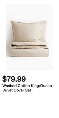 Washed Cotton King/Queen Duvet Cover Set