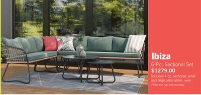 Kort & Co. Ibiza 6-Piece Outdoor Patio Sectional with 4-Piece Sectional & 2 Tables - Hand-Woven Resin Wicker, UV & Weather Resistant - Dark Grey/Natural/Green