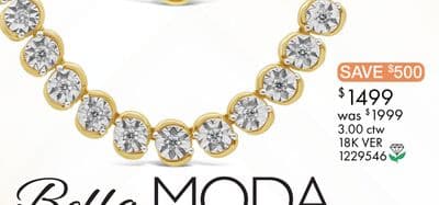 Lab Grown 3.00CTW Diamond Necklace in 18K Yellow Gold Vermeil