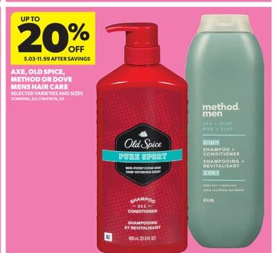 AXE, OLD SPICE, METHOD OR DOVE MENS HAIR CARE