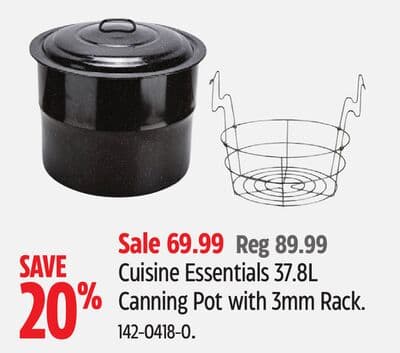 Cuisine Essentials 37.8L Canning Pot with 3mm Rack.