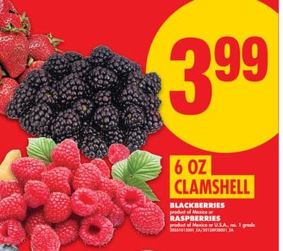 BLACKBERRIES RASPBERRIES, 6 OZ CLAMSHELL