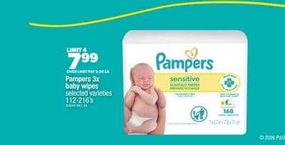 PAMPERS 3X BABY WIPES, 112-216' S