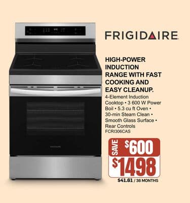 Frigidaire High-Power Induction Range With Fast Cooking And Easy Cleanup