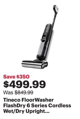 Tineco FloorWasher FlashDry 6 Series Cordless Wet/Dry Upright Vacuum - Black