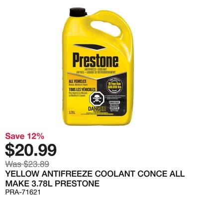 YELLOW ANTIFREEZE COOLANT CONCE ALL MAKE 3.78L