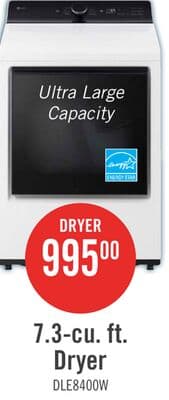 LG 7.3 Cu. Ft. Electric Dryer - White - DLE8400WE