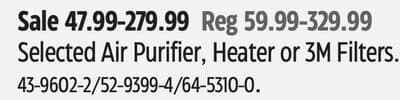 Shark Selected Air Purifier, Heater or 3M Filters