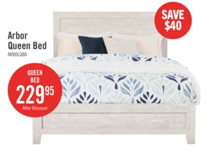 Arbor Panel Bed, Driftwood White - Queen Size
