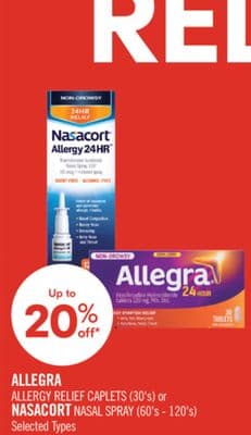 ALLEGRA ALLERGY RELIEF CAPLETS (30's) or NASACORT NASAL SPRAY (60's - 120's)