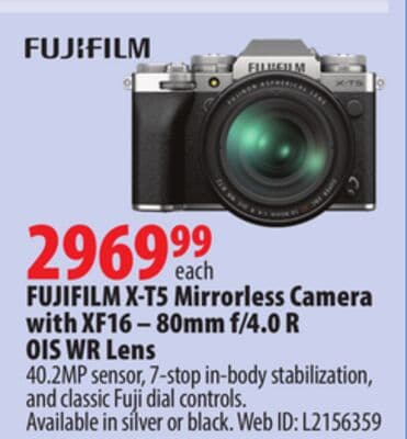 FUJIFILM X-T5 Mirrorless Camera with XF16 – 80mm f/4.0 R OIS WR Lens