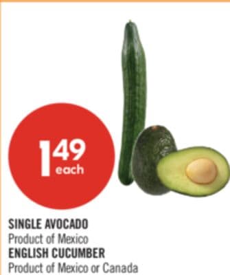 SINGLE AVOCADO, ENGLISH CUCUMBER
