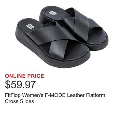 FitFlop Women's F-MODE Leather Flatform Cross Slides