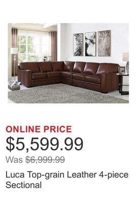 Luca Top-grain Leather 4-piece Sectional