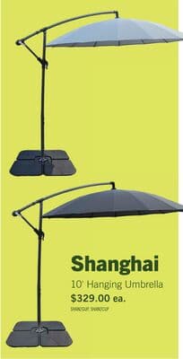 Shanghai Outdoor Patio Umbrella - 114" W x 75"H, Weather Resistant Aluminum & Fibreglass, Hand Crank - Grey