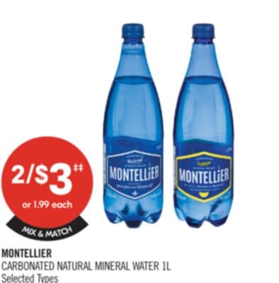 MONTELLIER CARBONATED NATURAL MINERAL WATER 1L
