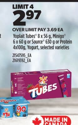 YOPLAIT TUBES®, 8 X 56 G, MINIGO®, 6 X 60 G OR SOURCE®, 630 G OR PROTEIN, 4X100G, YOGURT