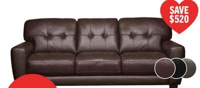 Curt 85" Genuine Leather Sofa with Button Tufting - Brown