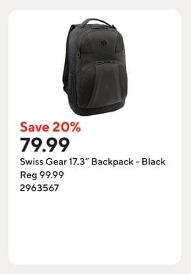 Swiss Gear 17.3" Backpack - Black