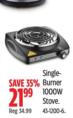 MASTER Chef Single- Burner 1000W Stove