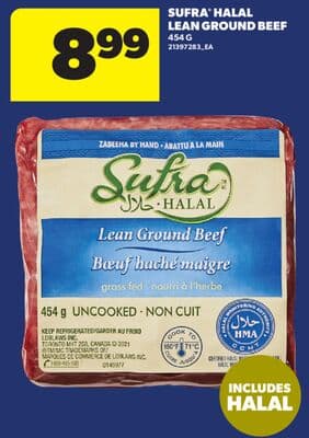 SUFRA® HALAL LEAN GROUND BEEF, 454 G